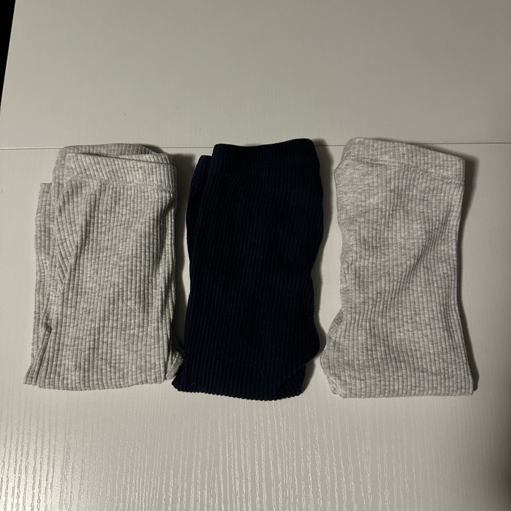 Old Navy Kids Ribbed Leggings - Gray and Navy